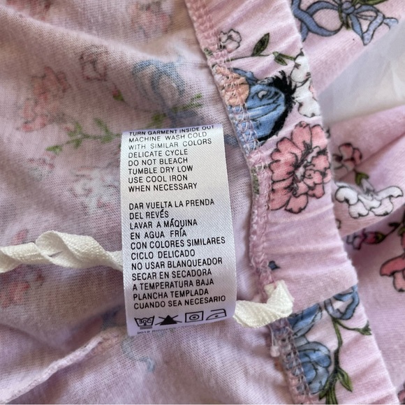 Disney Eeyore Pink Floral White Lace Trim Capri Pajama Pants - Picture 5 of 6